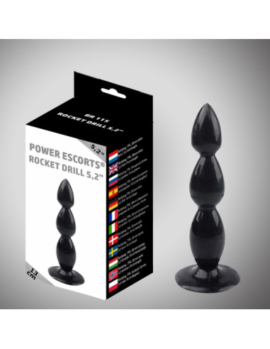 Rocket drill 5,2 inch black big anal plug 5,2 inch / 13 cm