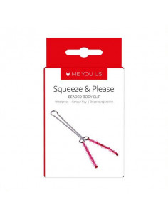 Stymulator- Me You Us Squeeze N Please Beaded Clit Clip Red