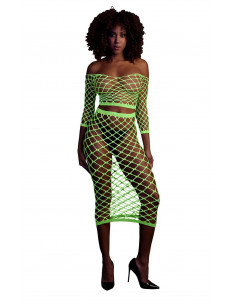 Long Sleeve Crop Top and Long Skirt - Green - XS/XL