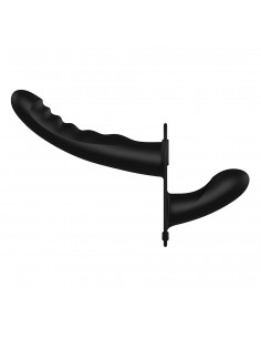 Ouch! - Dual Silicone Ribbed Strap-On - Adjustable - Black