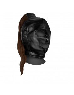 Mask with Brown Ponytail - Black