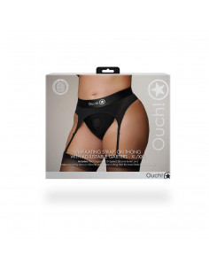 Vibrating Strap-on Thong with Adjustable Garters - XL/XXL