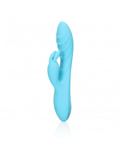Ribbed Ultra Soft Silicone Rabbit Vibrator - Glacial Blue