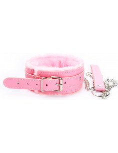 Fetish Fever - Collar with leash - Pink