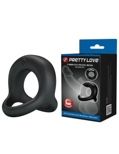 PRETTY LOVE - VIBRANT PENIS RING ELLIOTT Black, 10 vibration functions