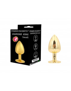 Plug-Diamond King Small-Butt Plug-Gold/White Stone
