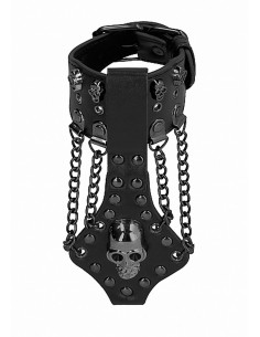 Ouch! Skulls and Bones - Bracelet with Skulls and Chains - Black