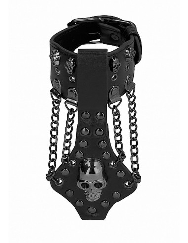 Ouch! Skulls and Bones - Bracelet with Skulls and Chains - Black